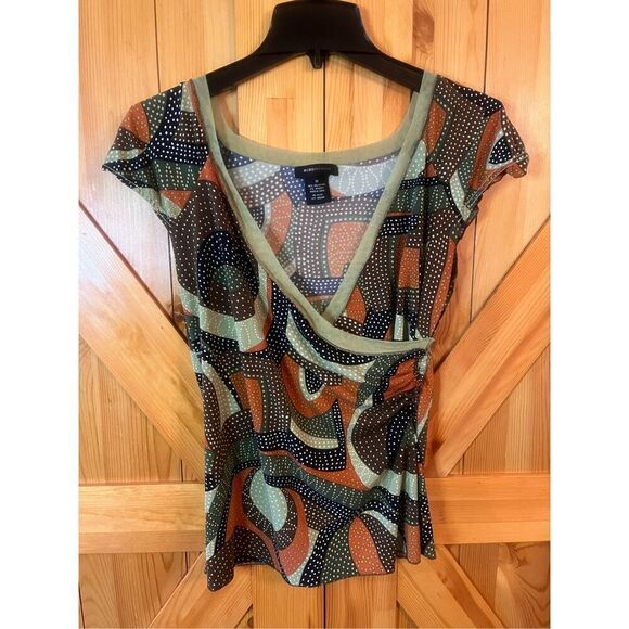 BCBG Maxazria  Multicolor Short Sleeve Blouse Women's Sz M (3789) - Picture 1 of 3